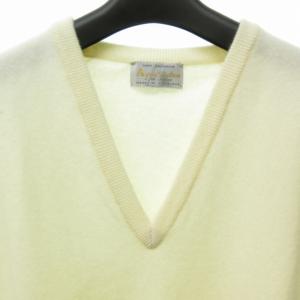 Aquascutum ヴィンテージ カシミヤ ニットベスト ノースリーブ 白 ホワイト 約L STK 0829
