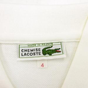 LACOSTE CHEMISE ヴィンテージ 70's フランス製 鹿の子ポロシャツ ワニ ロゴ 刺繍 フレンチ 半袖 白 ホワイト 4 約L