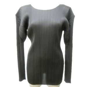 イッセイミヤケ 00AW カットソー ブラウス 伸縮 長袖 PP04-JK602 灰 グレー 3 約L 0828