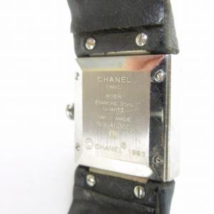 CHANEL ヴィンテージ 90's H0116 腕時計 マトラッセ スクエア レザーベルト ブラック
