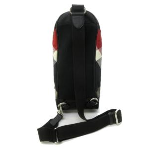 BLACK LABEL CRESTBRIDGE ボディバッグ スリングバッグ ショルダー 切替 チェック レザー ロゴ プレートブラック