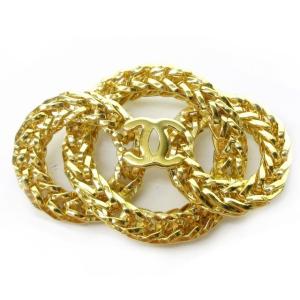 ヴィンテージ ブローチ ココマーク チェーン モチーフ ロゴ サークル ゴールドカラー