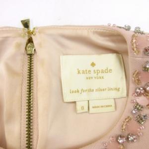 kate spade new york 小さいサイズ ワンピース ビジュー ラインストーン フラワー モチーフ ノースリーブ ひざ丈 ピンク XS 0924