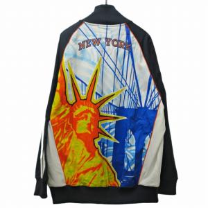 トラックジャケット ジャージ バックプリント ニューヨーク NYC 紺 白 ネイビー ホワイト L 0927