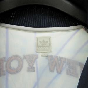 adidas Originals トラックジャケット ジャージ バックプリント ニューヨーク NYC 紺 白 ネイビー ホワイト L 0927