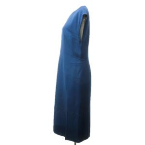 JIL SANDER ワンピース ロング ステッチ デザイン フレンチスリーブ ストレッチ 青 ブルー 38 約M JSPI502011 MKS