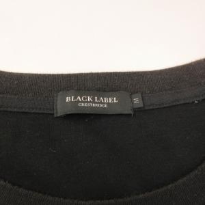 BLACK LABEL CRESTBRIDGE 近年 Tシャツ カットソー ロンT ロゴ プリント 切替 チェック クルーネック 長袖 黒 ブラック M 1230
