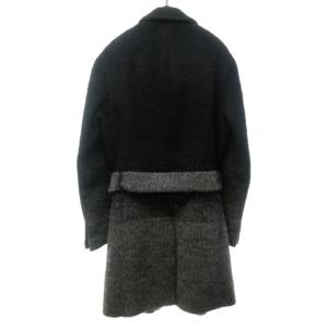 Neil Barrett チェスターコート メルトンジャケット ウール アルパカ混 ベルト付 48 ブラック グレー