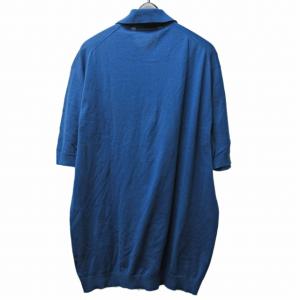 JOHN SMEDLEY 英国製 ニット ポロシャツ シーアイランドコットン 半袖 青 ブルー 44 STK 1014