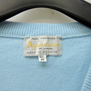 Aquascutum 英国製 ニットベスト カシミヤ Ｖネック  青 ブルー 102?p 40 STK 1003