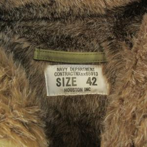 HOUSTON N-1 デッキジャケット 5N-1 ブルゾン 裏地 フェイクファー 切替 コットン カーキ ブラウン 系 42 約L 1011