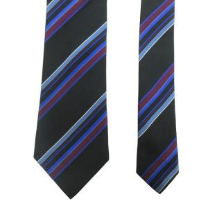 PAUL SMITH タグ付き シルク ネクタイ レギュラー レジメンタル ストライプ 黒 青 マルチカラー 1205
