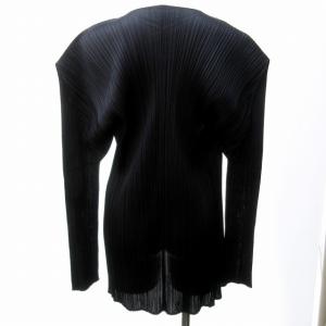 PLEATS PLEASE ISSEY MIYAKE イッセイミヤケ 美品 ロングカーディガン ジャケット 伸縮 長袖 紺 ネイビー 1105