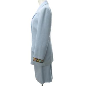 LEONARD FASHION スカートスーツ セットアップ ジャケット ウール 切替 シルク ペイズリー 金ボタン