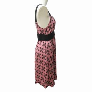 HYSTERIC GLAMOUR × RAMONES ラモーンズ コラボ 美品 キャミソールワンピース ドット柄 ロゴ 切替 レース フリル ピンク ブラック