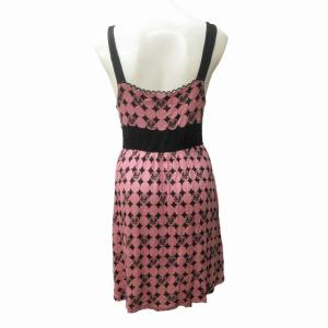 HYSTERIC GLAMOUR × RAMONES ラモーンズ コラボ 美品 キャミソールワンピース ドット柄 ロゴ 切替 レース フリル ピンク ブラック