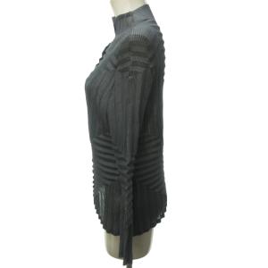 me ISSEY MIYAKE 15AW 斜め プリーツ シャツ カットソー ブラウス アシンメトリー 長袖 M-L グレー系