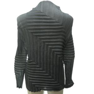 me ISSEY MIYAKE 15AW 斜め プリーツ シャツ カットソー ブラウス アシンメトリー 長袖 M-L グレー系