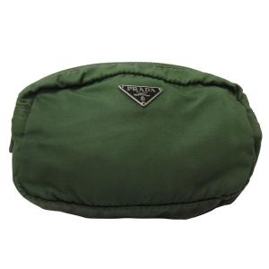 ポーチ 小物入れ 化粧ポーチ 三角ロゴプレート ナイロン カーキ系 1206