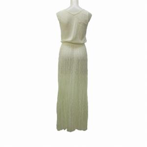 GRACE CONTINENTAL 美品 19SS ニット ワンピース ドレス 花柄 刺繍 マキシ丈 ノースリーブ ホワイト 白 36 約S 1209 AL12