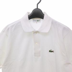 LACOSTE CHEMISE ヴィンテージ 70's 鹿の子ポロシャツ ワニ ロゴ 刺繍 半袖 白 ホワイト 4 約L 0113
