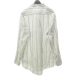 KURO バンドカラーシャツ ストライプ コットン 長袖 白 黒 ホワイト ブラック ベージュ L 0121