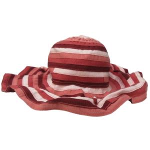 Borsalino ワイヤー変形 つば広帽子 ハット ボーダー調 パッチワーク ロゴバッジ付き イタリア製 ピンク系 赤系 マルチカラー IBO47