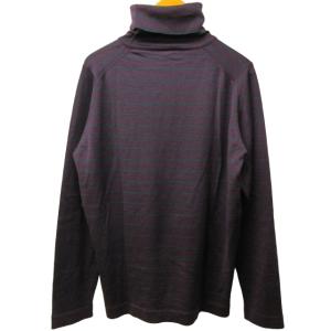 JOHN SMEDLEY ウール100% ボーダー タートルネック ニット セーター 長袖 イングランド製 紫 パープル 緑 S IBO47 0203