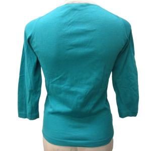 JOHN SMEDLEY 美品 パイピング コットン ニット カーディガン 青 ブルー系 白 七分袖 XS IBO47 0204