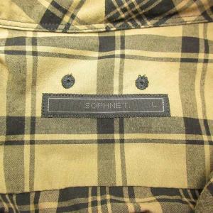 SOPHNET. シャツ 切替 チェック柄 ストライプ クレイジーパターン コットン 長袖 黒 ブラック ベージュ L 0211