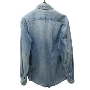 SOPHNET. デニムシャツ ワークシャツ プリント コットン 長袖 青 ブルー L 0211