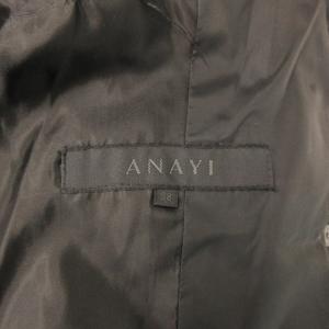 ANAYI ダウンコート ダウンジャケット ボリュームカラー 比翼ボタン ロング 黒 ブラック 38 約M 0218 GY31