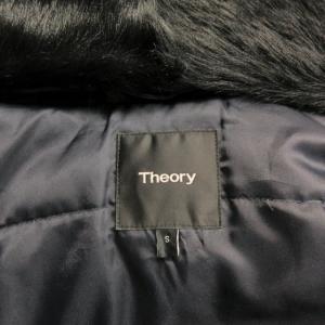 Theory 近年 ダウンコート ダウンジャケット ロング 襟ファー フード 紺 ネイビー S IBO47 0213