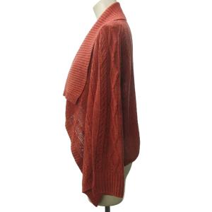RALPH LAUREN 美品 ケーブルニット カーディガン ビッグカラー リネン 無地 長袖 オレンジ系 M 0219