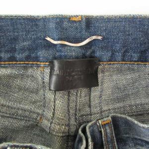 SAINT LAURENT PARIS 16SS エディ期 小さいサイズ デニムパンツ ジーンズ スリム ダメージ加工 ニークラッシュ 青 ブルー 26 約XS 0405