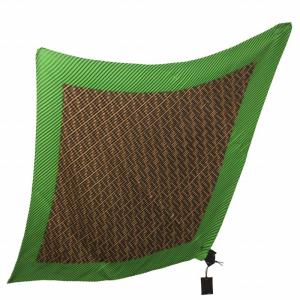 FENDI タグ付き STOLA FIOCCO ZUCCA PAVONE スカーフ ストール ズッカ柄 プリーツ シルク イタリア製 茶