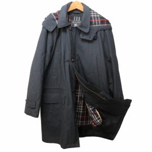 ステンカラーコート ダウンライナー付 裏地ノバチェック ネイビー