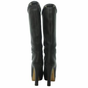 GUCCI ロングブーツ ハイヒール ラウンドトゥ タッセル レザー イタリア製 黒 ブラック 36 約22.5cm 0502