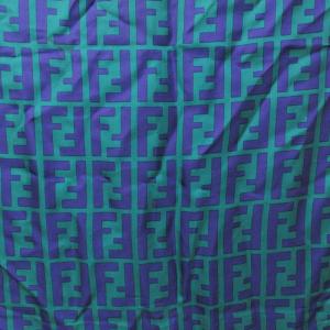 FENDI スカーフ ストール 大判 ズッカ柄 シルク イタリア製 紫 パープル系 緑 グリーン 0506 AA