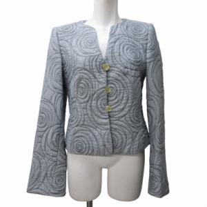 ノーカラージャケット 花柄 総柄 ジャカード グレー系 40 約L相当 0603 GY26