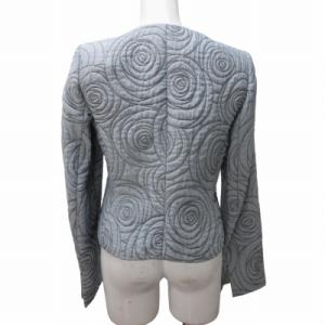 ARMANI COLLEZIONI ノーカラージャケット 花柄 総柄 ジャカード グレー系 40 約L相当 0603 GY26