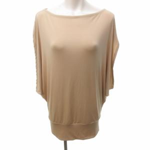美品 カットソー チュニック ビッグシルエット 半袖 ベージュ 2 約M 0513