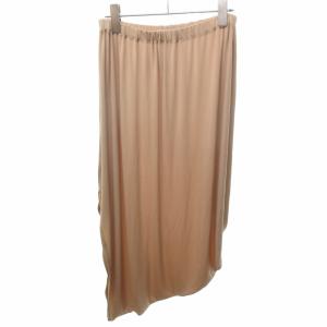 美品 ギャザースカート 変形デザイン ストレッチ ロング丈 ベージュ 2 約M 0513