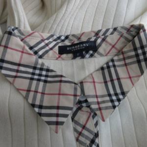BURBERRY LONDON ニットシャツ ノバチェック 切替 カシミヤ混 長袖 白系 ホワイト F フリーサイズ 0602
