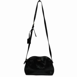 kate spade new york ショルダーバッグ エナメルレザー パテント ロゴ金具 斜め掛け 裏地ドット柄 黒 ブラック 0603