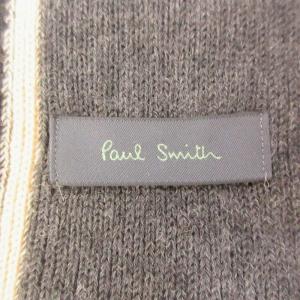 PAUL SMITH 美品 マフラー フリンジ ロゴ 刺繍 ストライプ ブラック グレー 系 0710 AA
