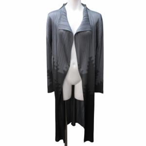 イッセイミヤケ ロングカーディガン PP51-JA521 グレー ブラック