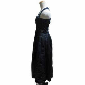 CASA FLINE 近年モデル フロントホックデニムロングワンピース フレア 切替 プリーツ 1191305085 インディゴブルー F フリーサイズ