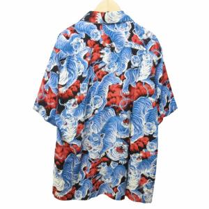 HOUSTON 24SS ALOHA SHIRT アロハシャツ 百虎 プリント 総柄 半袖 41022 黒 ブラック 系 M 0624