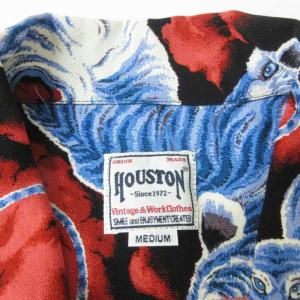 HOUSTON 24SS ALOHA SHIRT アロハシャツ 百虎 プリント 総柄 半袖 41022 黒 ブラック 系 M 0624
